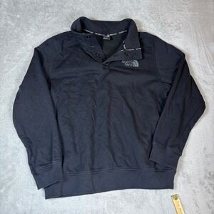 The North Face Sweatshirt Mens XL Snap Neck Pullover Fleece Logo Black